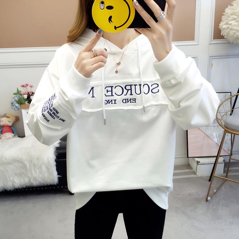 Spring and Autumn Sweater Cotton Women's Sweatshirt Wild Large Size Long Sleeve Warm Hooded Tops