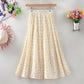 Design Sense Floral Pleated Skirt Women's Spring and Summer Mid-length High Waist All-match Drape A-line Large Swing Skirt