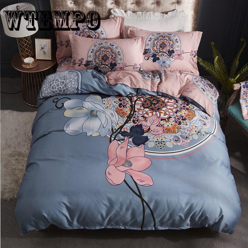 Luxury 3pcs Bedclothes Bedding Set Bedlinen Peony Print Bedding Sets Duvet/Quilt Cover Set