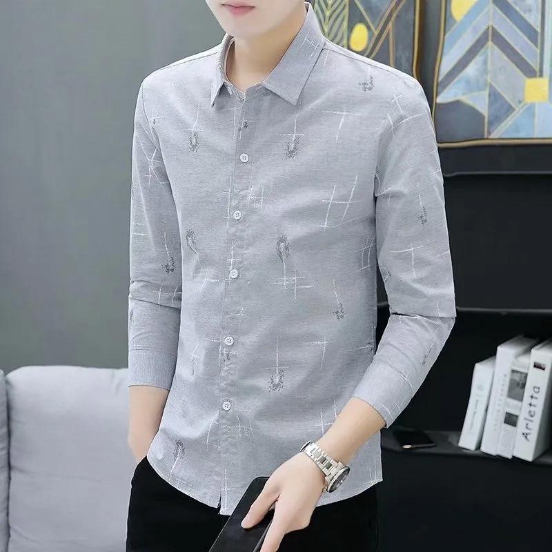 Shirt Men's Long-sleeved 2021 Spring and Autumn New Youth Trend Casual Men's Striped Shirt Men's Shirt Bottoming Shirt