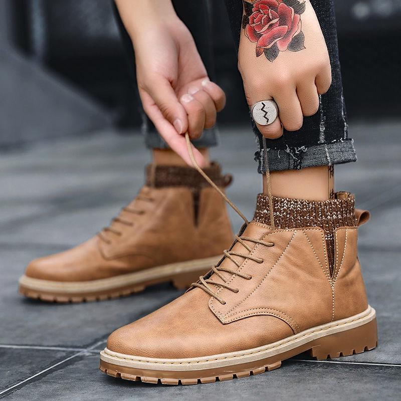 Martin Boot Man Version of The Trend of High Help Men's Shoes Fashion Joker Leather Leisure Boots