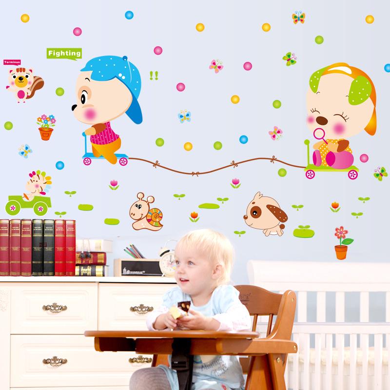 Cartoon cute animal children's room kindergarten decorative cartoon wall stickers PVC decorative