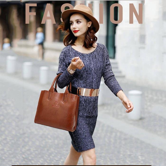 Leather Texture Handbag Fashion Handbag Wild Lady Shoulder Bag Big Bag Soft Leather Ladies Bag