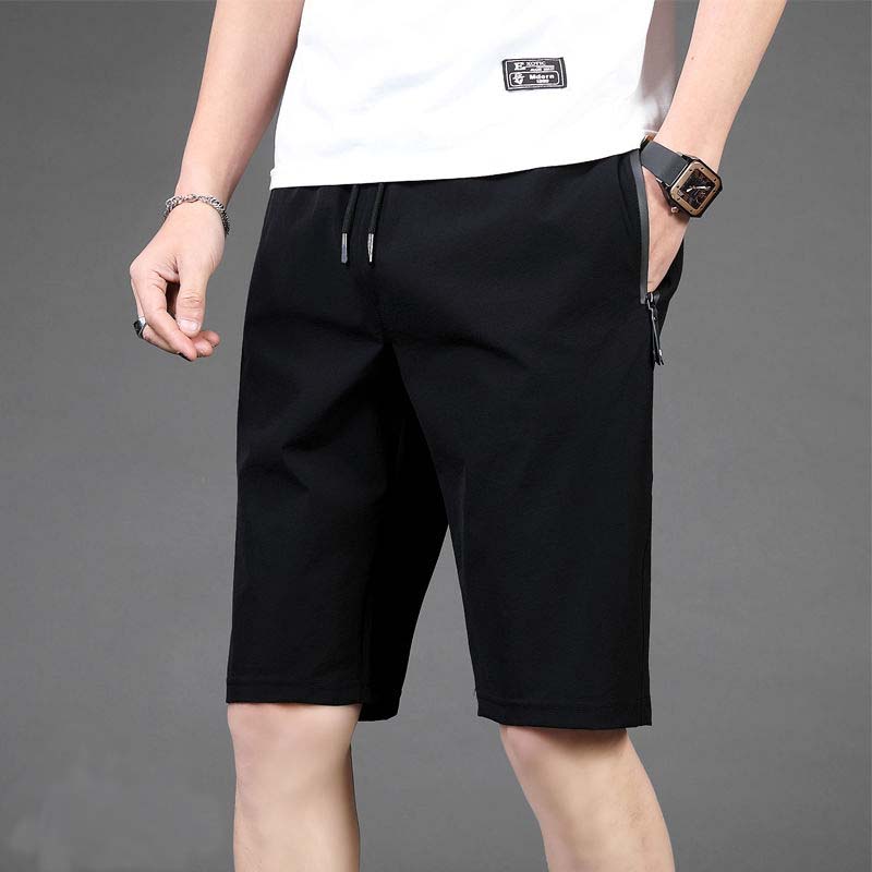 Summer Ice Silk Shorts Men's Thin Sports Five-point Pants Loose Straight Casual Pants Beach Pants