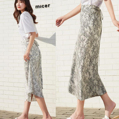 Chiffon Tie Skirt One-piece Skirt Female Half-length Skirt Mid-length Beach Holiday Beach Skirt Sun Protection One-piece Wrap Skirt