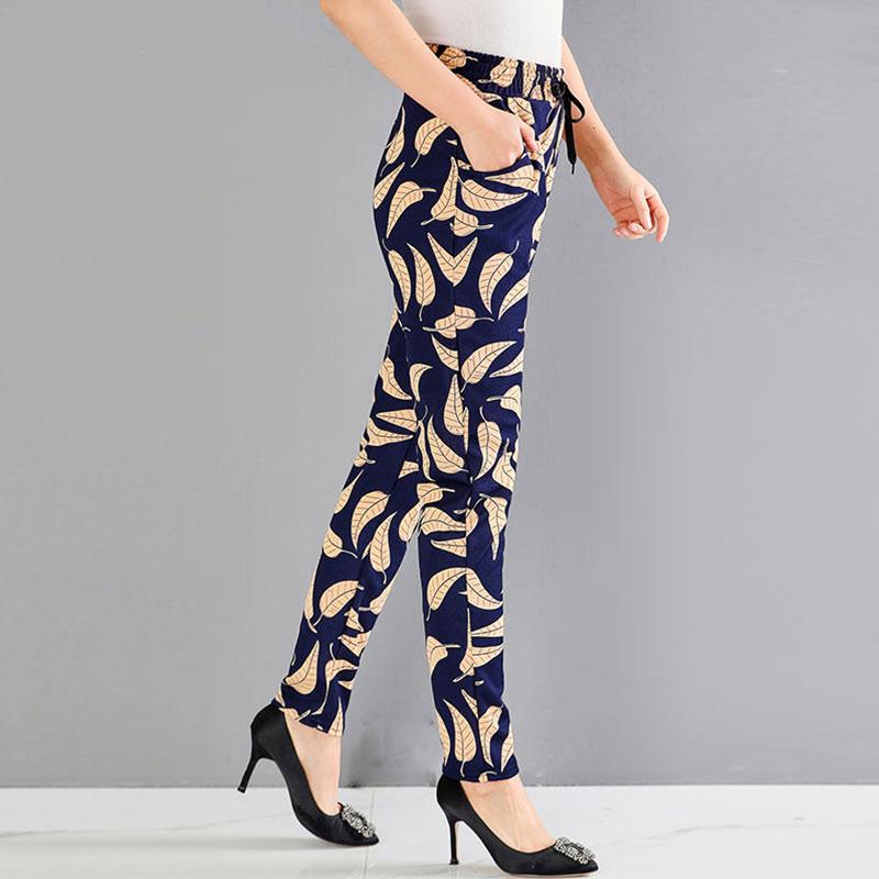 Middle-aged and Elderly Women's Trousers Summer Loose Large Size Stretch High Waist Thin Ladies Casual Trousers