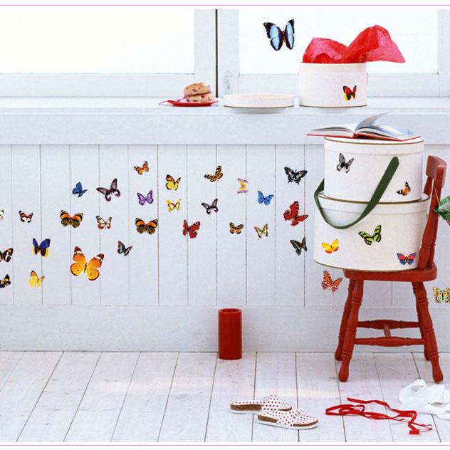 81 Butterflies Color Transparent Stickers Creative Home Small Decoration Wall Strickers