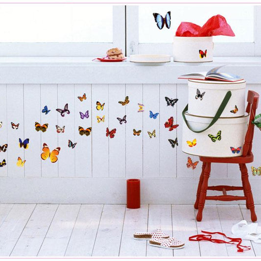 81 Butterflies Color Transparent Stickers Creative Home Small Decoration Wall Strickers