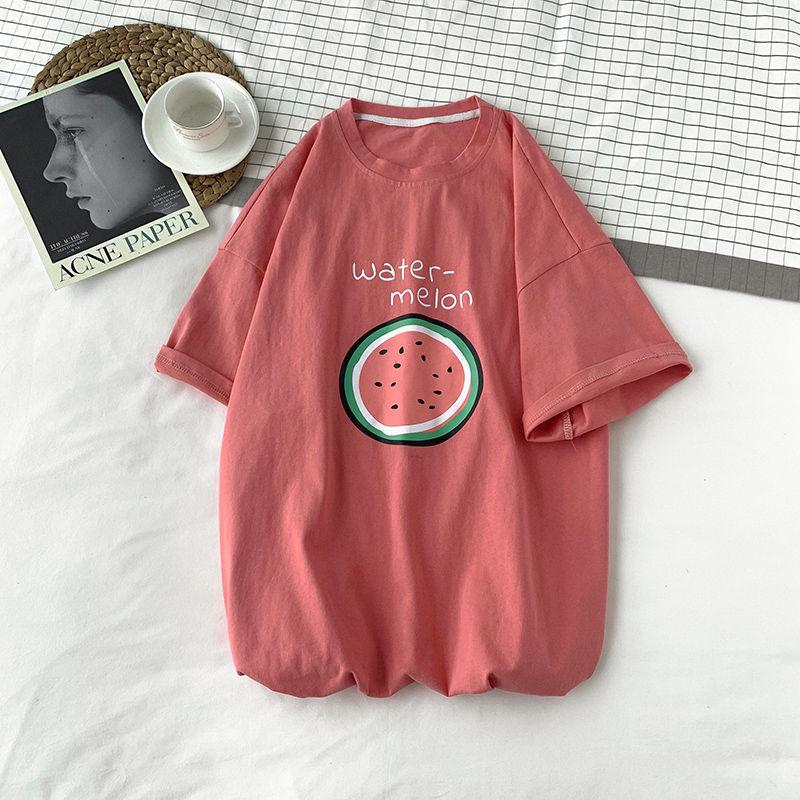 Fruit Print Summer Round Neck Short Sleeve T-Shirt Men's Loose Trend All-match Half Sleeve T-shirt