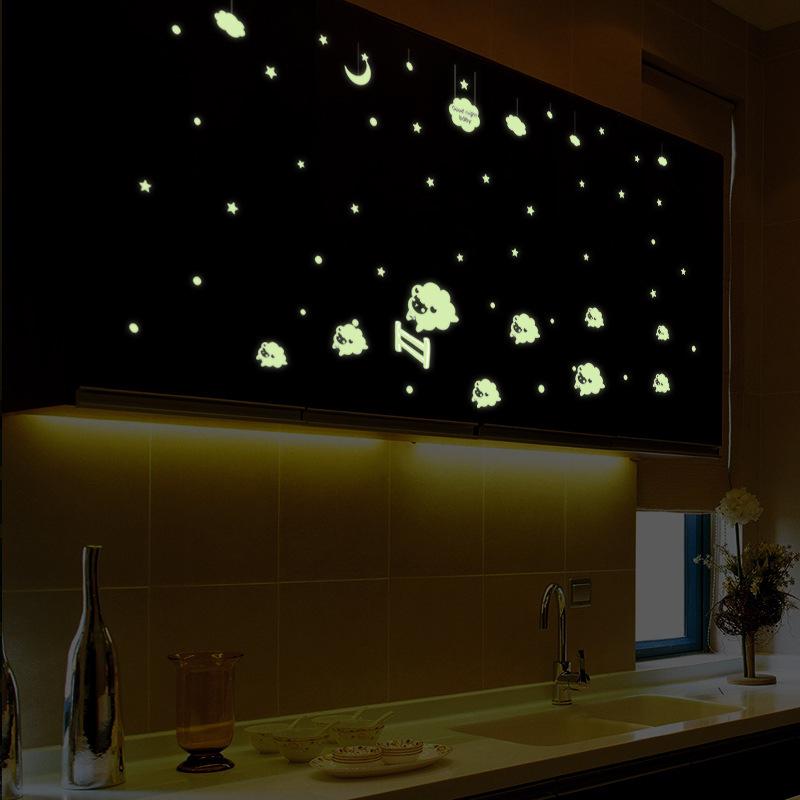 Removable self-adhesive wall sticker luminous moon stars luminous sticker waterproof wallpaper