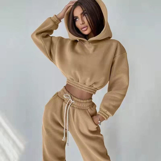 2PCS Sports Sweater Suit Short Long Sleeve Hooded Sweater Autumn and Winter Women's Two-piece Set Athletic Jogging Suits Tracksuits for Girls