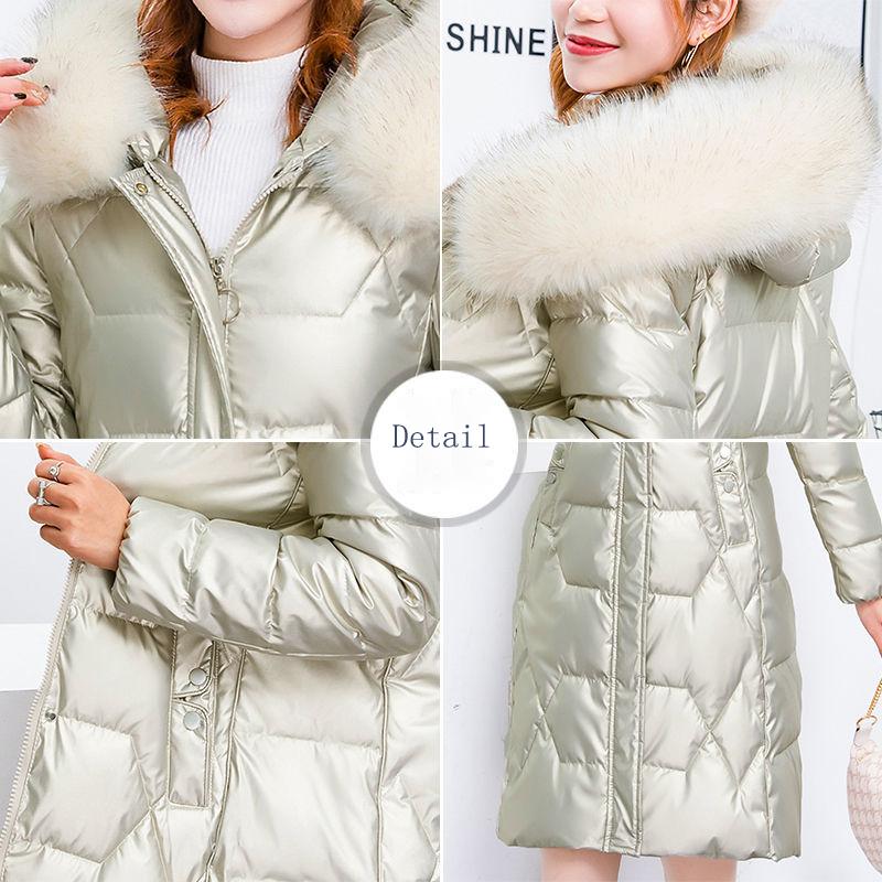 Winter Big Fur Collar Down Padded Jacket Women's Mid-length Korean Version of Slim and Thin Western Style Padded Jacket Women Trendy