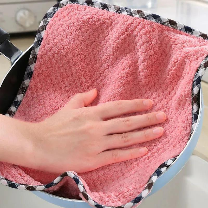 5/10/20pcs Is Cheaper Double-layer Absorbent Microfiber Kitchen Dish Cloth Non-stick Oil Household Cleaning Wiping Towel Kichen Tool