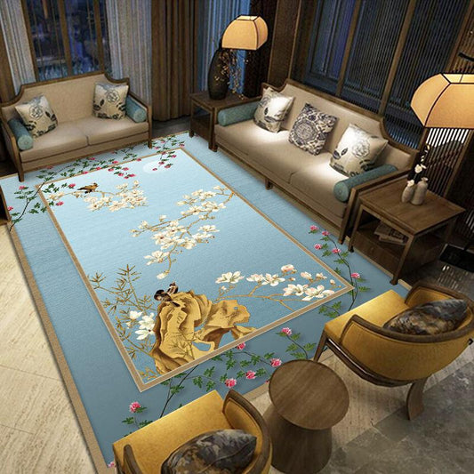 Chinese-style Large-scale Full Floor Bed Living Room Carpet Coffee Table Mat Chinese Style Book Room Bedroom Bedside Classical Wind Floral Pattern