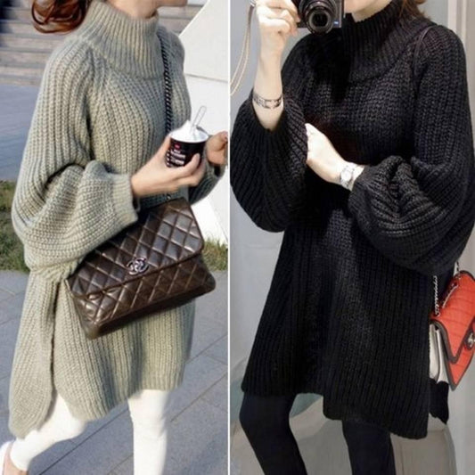 Autumn and winter new women's lazy sweater in the long sweater women loose winter dress