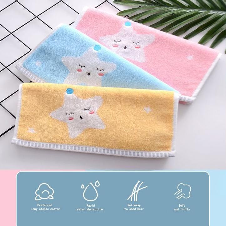 3pcs Cartoon Pattern Small Towels Cotton Children Wash Face Towels Household Soft Water Absorbing Children's Towels