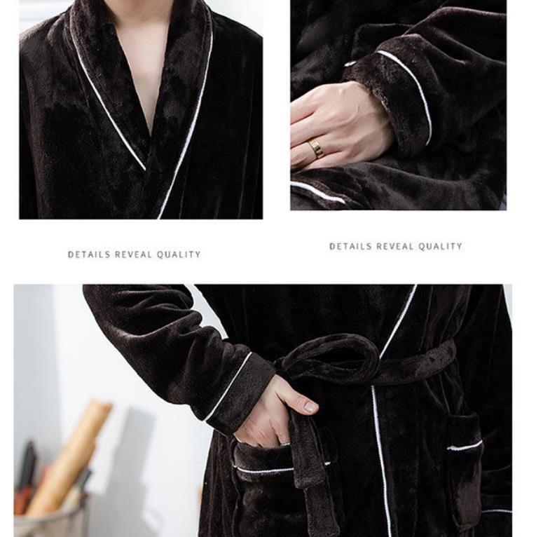 Suit Collar Men Pajamas Winter Thickening To Keep Warm Home Clothes Absorbent Robe Coat Bathrobe Long