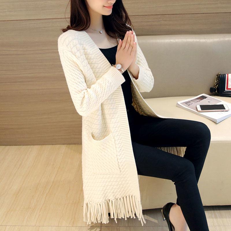 Autumn and Winter Casual Coat Mid-length Long-sleeved Cardigan Loose Knit Sweater