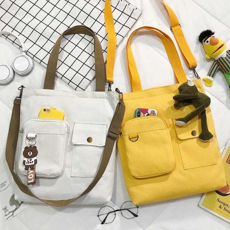 Canvas Bag Female Student Shoulder Bag Female Bag Korean Messenger Bag Handbag Large Capacity Tote Bag