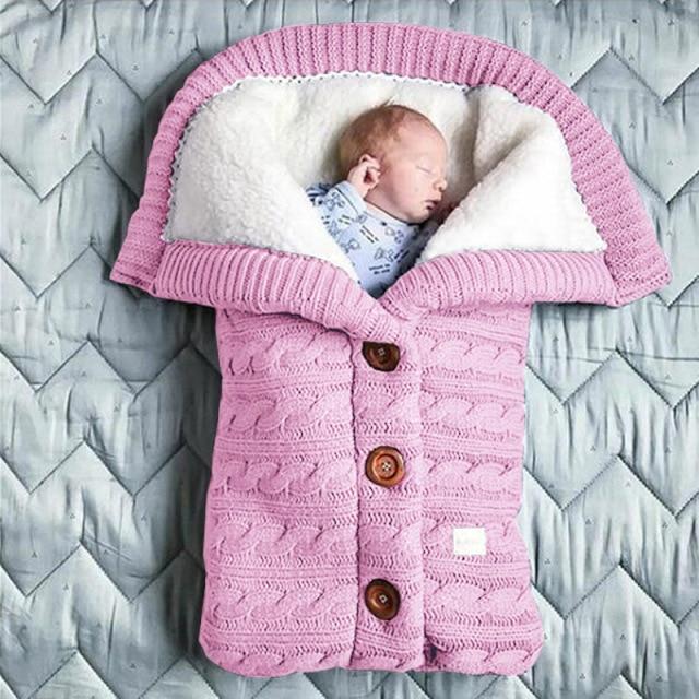 Newborn Baby Winter Warm Sleeping Bag Infant Button Knit Swaddle Wrap Swaddling Stroller Wrap Toddler Blanket Baby Sleeping Bag