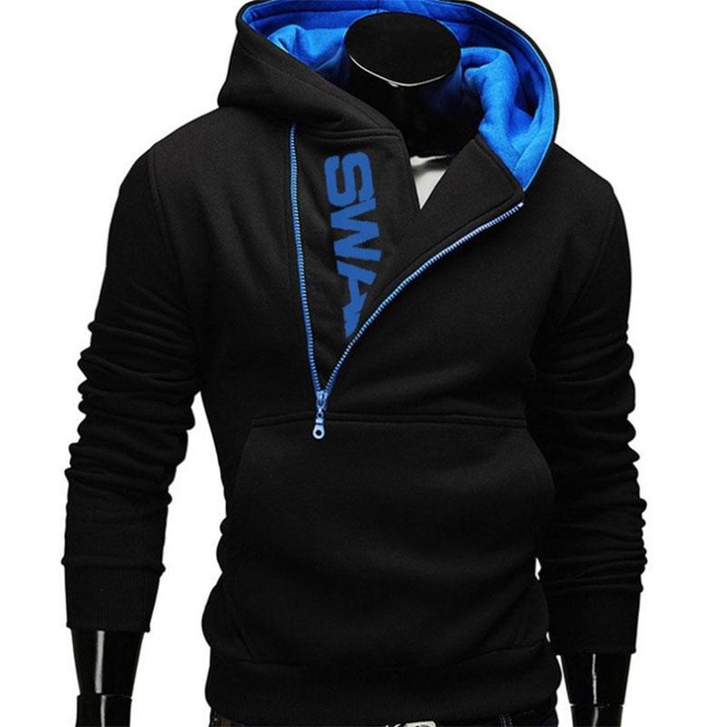 Autumn and Winter Hoodie Side Zipper Hooded Pullover Plus Fat Plus Size Hoodie for Young Men