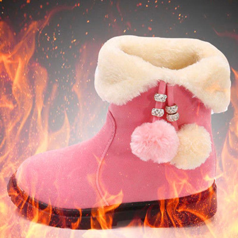 Girls' Boots Autumn Winter Plus Velvet Elementary School Students Warm Children Snow Boots Girls Thick Non-slip Long Tube Cotton Boots