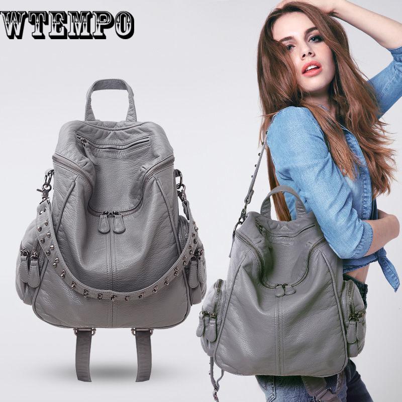 Backpack Lightweight Spacious Casual Daypacks Soft PU Leather  Bag For Women Female Girls Ladies