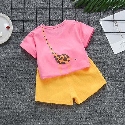 Baby Girl Summer Suit Girls Short-sleeved T-shirt Two-piece Shorts 1-4 Years Old Baby Clothes