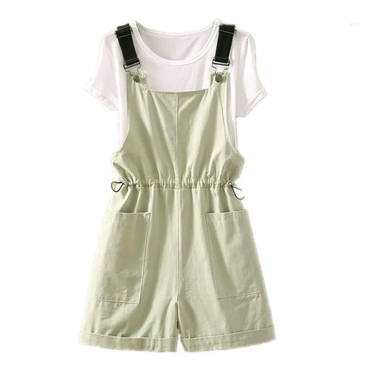 Wide Leg Strap Shorts Women Spring and Summer New Korean Style Loose and Cute Workwear Jumpsuit