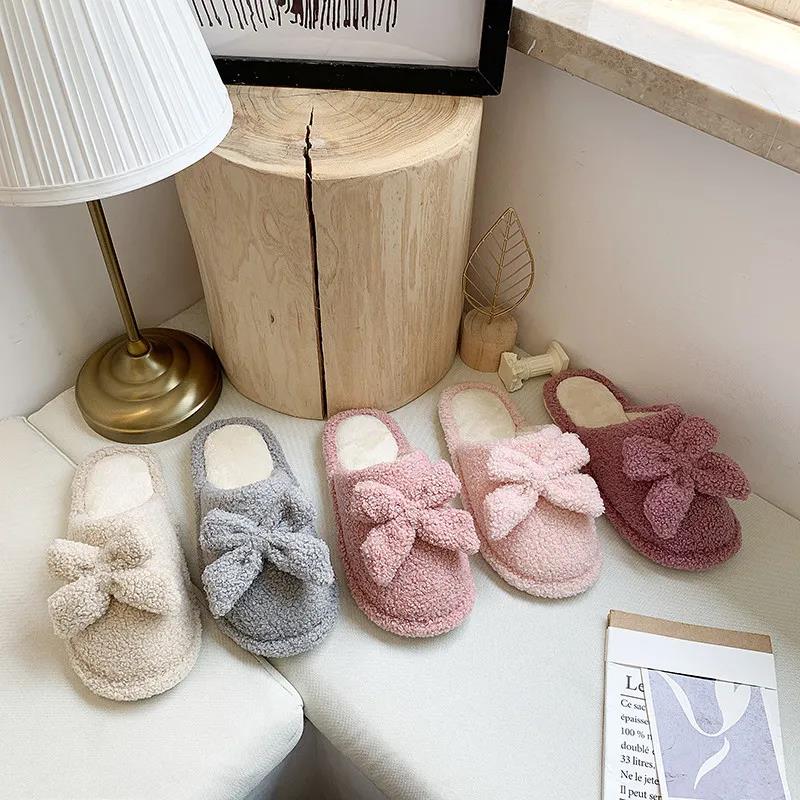 Autumn and Winter Pure Cotton Slippers Indoor Non-slip Soft-soled Shoes Warm Simple Plush Cotton Shoes