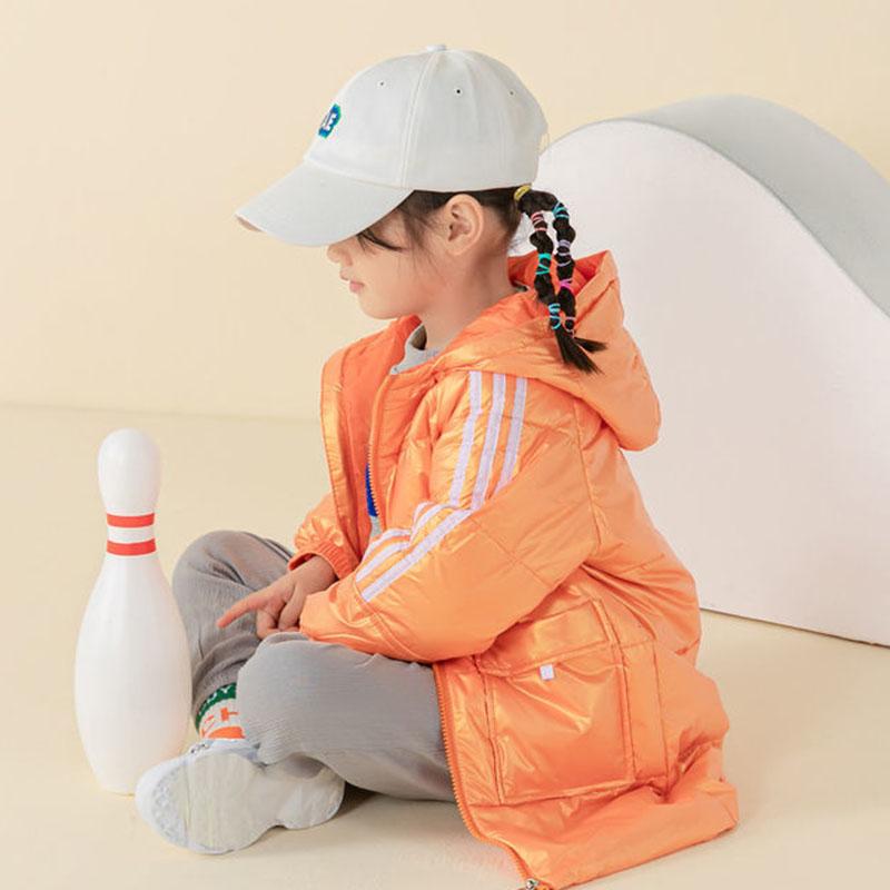 Children's Down Jackets Medium-length Boys and Girls White Duck Down Jackets Thick Warm Shiny and Wash-free Hooded Children's Wear