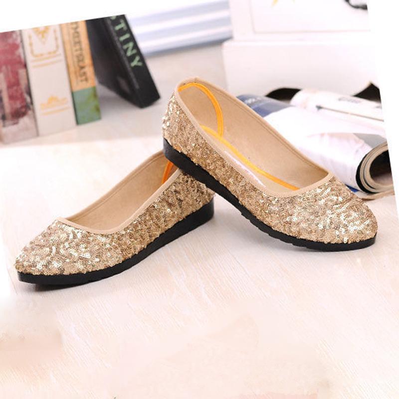 Old Beijing Cloth Shoes Fashion Sequined Flat Women's Single Shoes Soft Sole Mother Shoes Pedal Lazy Shoes