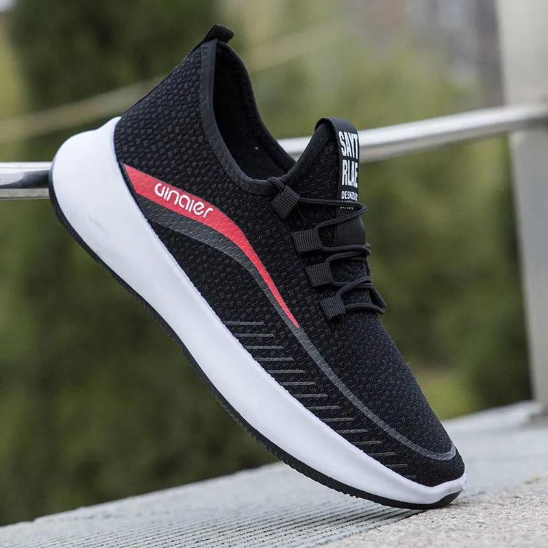 Men's Shoes Flying Woven Breathable Sneakers Korean Style Student Trendy Casual Shoes