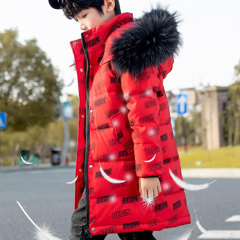 Children's Wear Boys Down Jacket Mid-length Medium-Large Children's Korean Winter Thicken Jacket