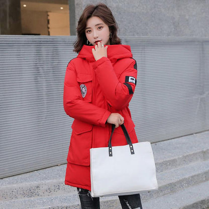 Women's Cotton-padded Jacket Loose Down Padded Jacket Tooling Winter Hooded Cotton-padded Jacket Women's Mid-length Thick Warm Jacket