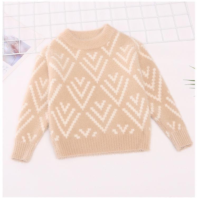 Autumn and Winter Sweater Girls Slim Thickening Fashion Sweater Round Neck Long Sleeve Children's Bottoming Shirt