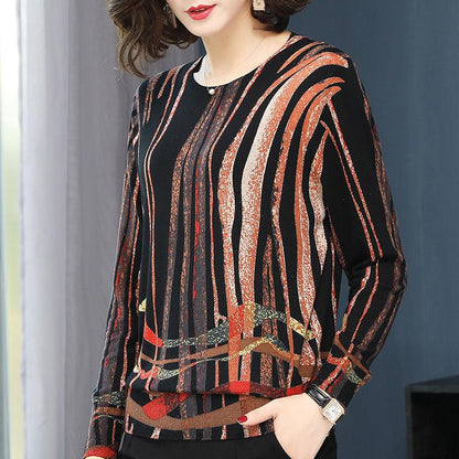 Spring Autumn Winter Women  Plus Size Striped Wool Sweater OL Style Slim Thickening Warm Bottoming  Knitted Sweater