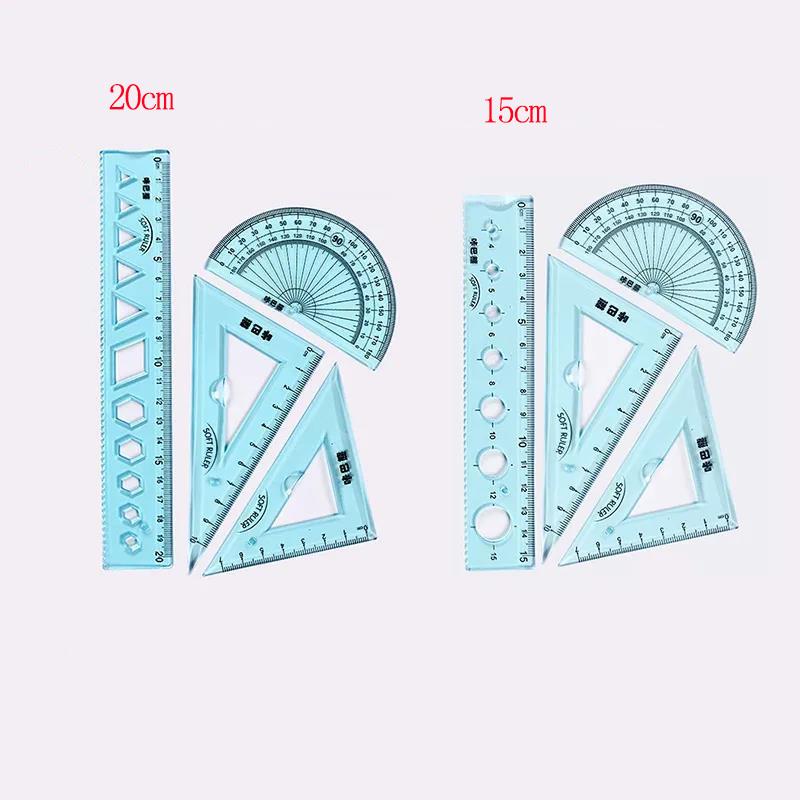 1/5/10 Pcs Soft Ruler Four-piece School Supplies Student Stationery Protractor Triangle Ruler