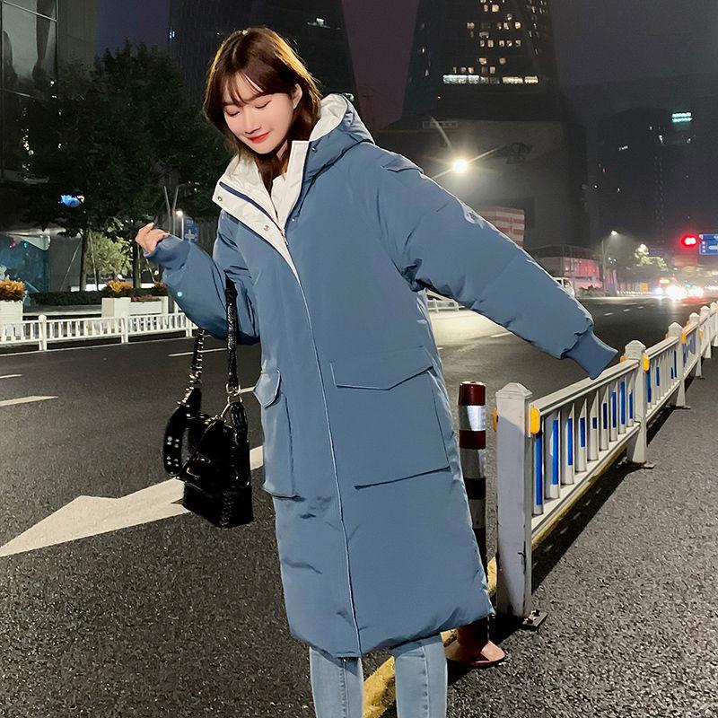 Women's Mid-length Cotton-padded Jacket Korean Style Loose Over-the-knee Cotton-padded Jacket Winter Student Thick Coat