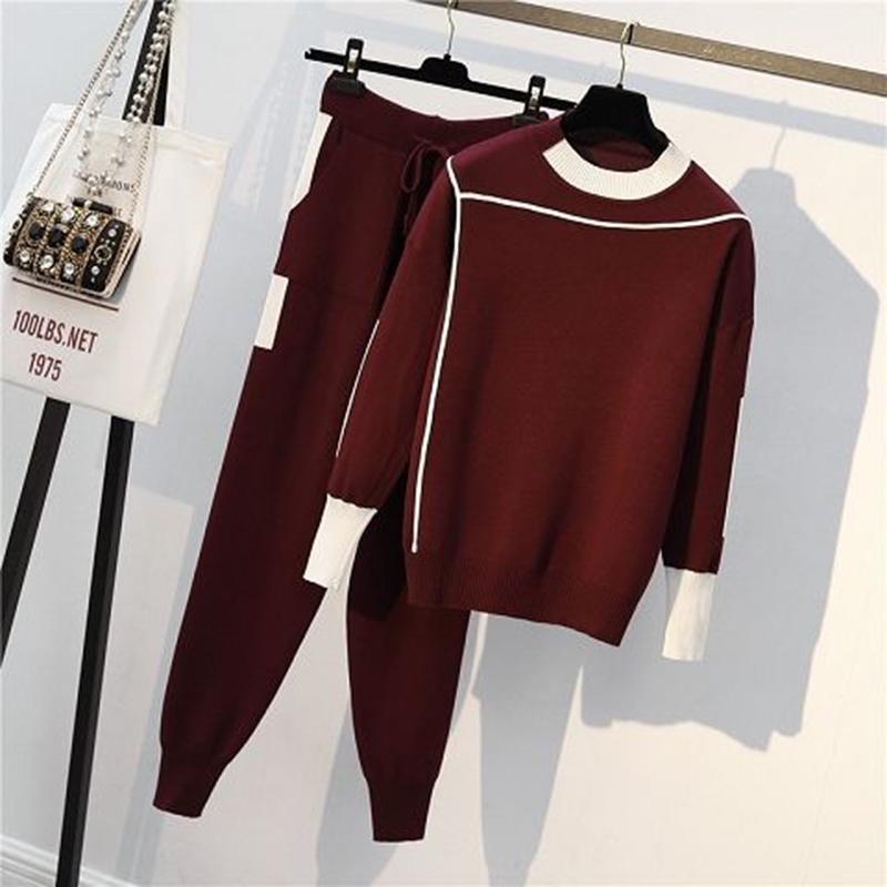 Large Size Spring And Autumn Women's 2pcs Set Wild Long-Sleeved Casual Sweatshirt Set