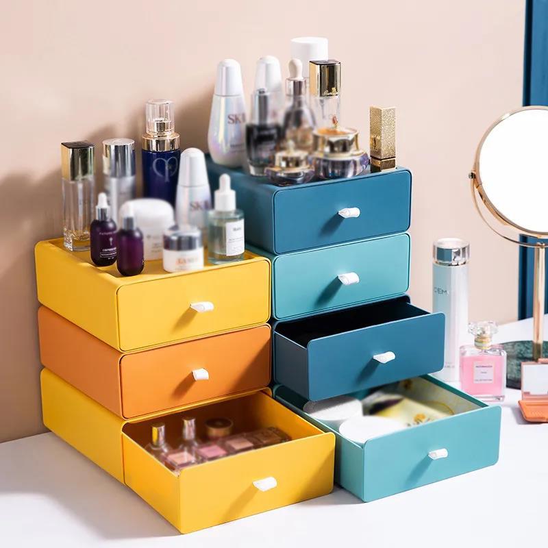 Transparent Plastic Cosmetic Storage Drawer 3/1 Layer Drawer Organizer Makeup Container Desktop Sundry Storage Case Jewelry Box