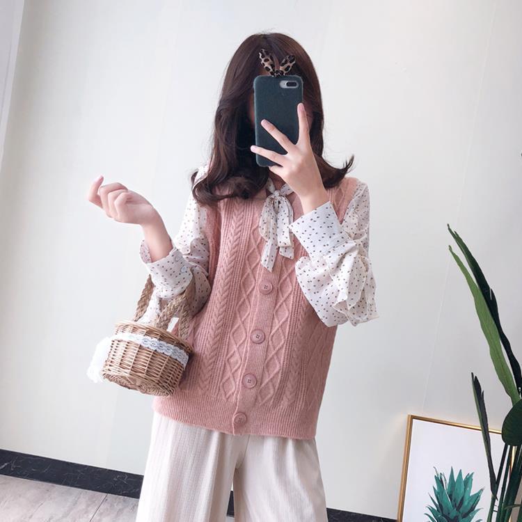 Autumn and Winter V-neck Cardigan Vest Loose College Style Knit Top Fashion Simple Female Jacket