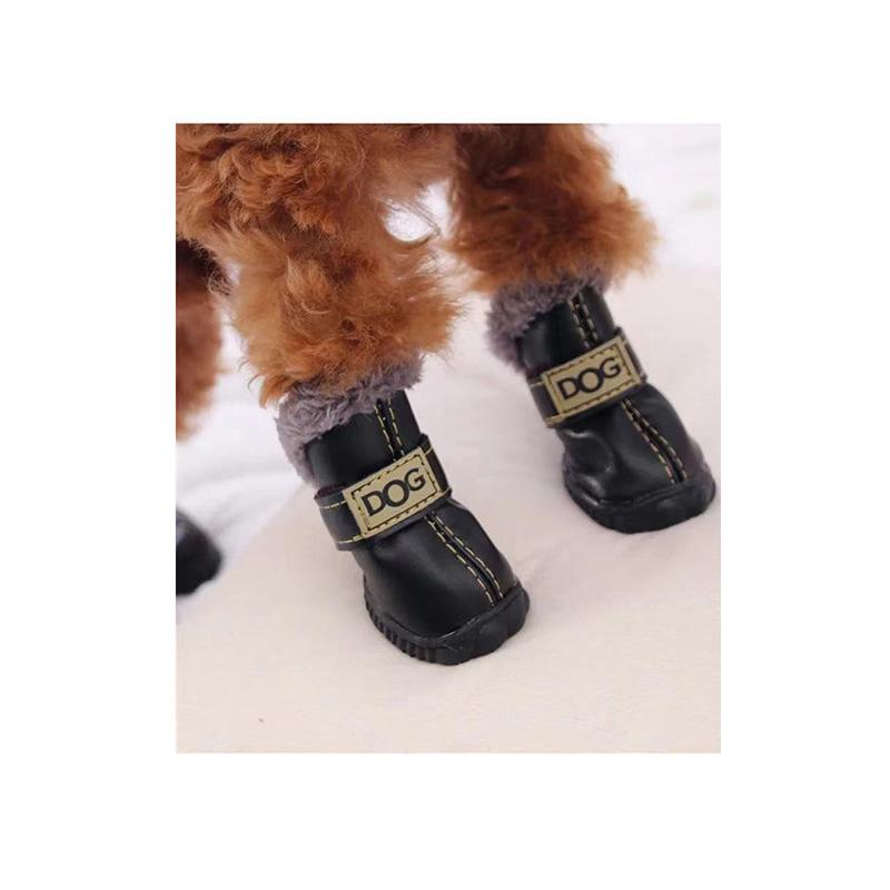 Dog Shoes Teddy Cotton Shoes Autumn and Winter Pet Snow Boots Non-slip Small Dogs Warm and Velvet Puppy Bichon Hiromi Pet Dogs Cat Walking Shoes