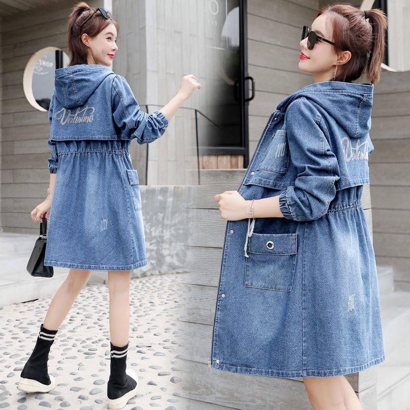 Autumn Winter Women Hooded Denim Jacket Harajuku Wind Jean Jacket Loose Long Sleeve Female Coats