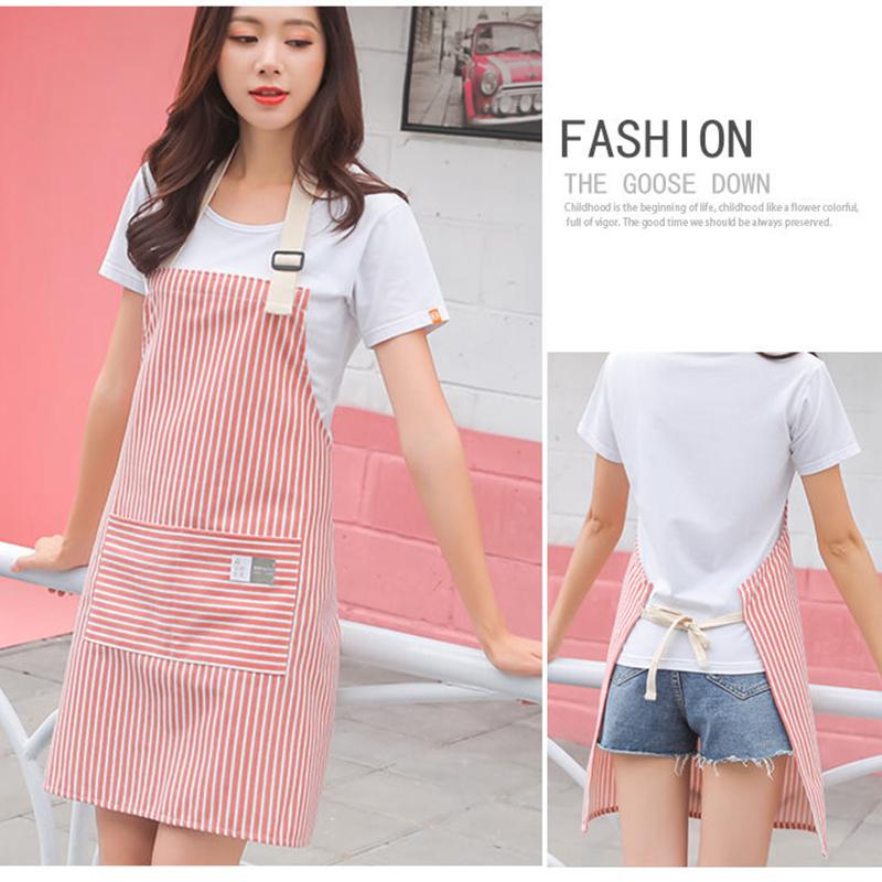 Home Work Apron Strap Solid Color Cotton Linen Ladies Anti-fouling Oil-proof Breathable Shoulder Waist Adjustable Apron Housework Overalls