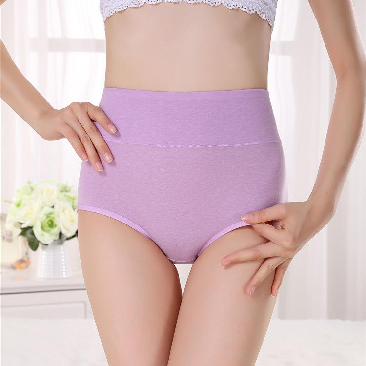 4Pcs/Set Women's High Waidt Solid Color Seamless Cotton Panties Highly Elastic Large Size Causal Soft Briefs