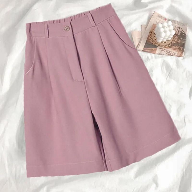 Women's Summer Thin Shorts Loose High Waist Mid Pants Straight Large Size Drape Shows Thin Wide Legs Casual Five-point Pants Suit Shorts