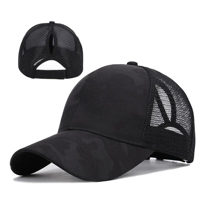 Women's Spring Summer Cotton Hats Outdoor Running Fitness Hat High Ponytail Baseball Cap Shade Breathable Ponytail Hat Adjustable Empty Top Cap