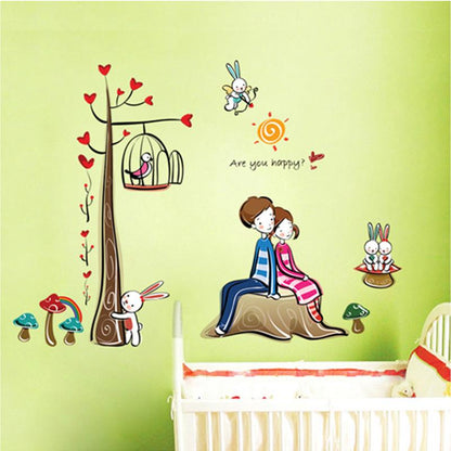 Non-mainstream couples  romantic love green wall sticker removable wallpaper