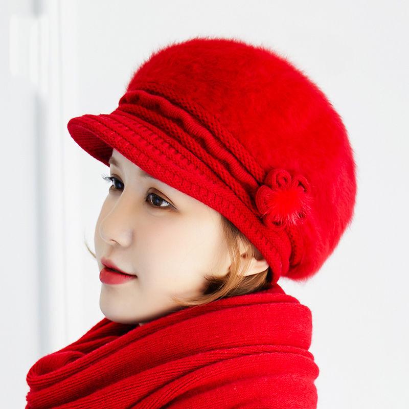 Warm hat Thick hat Fashion Woman hat Plush Cotton hat Trendy wild hat Windproof hat Autumn winter